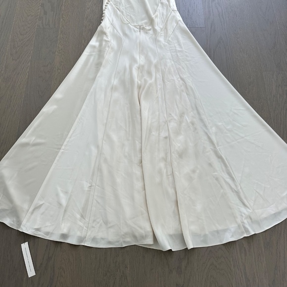 Reformation ROY Satin Wedding Dress Halter Gown - Fior Di Latte - with tags - 12 - Picture 6 of 13